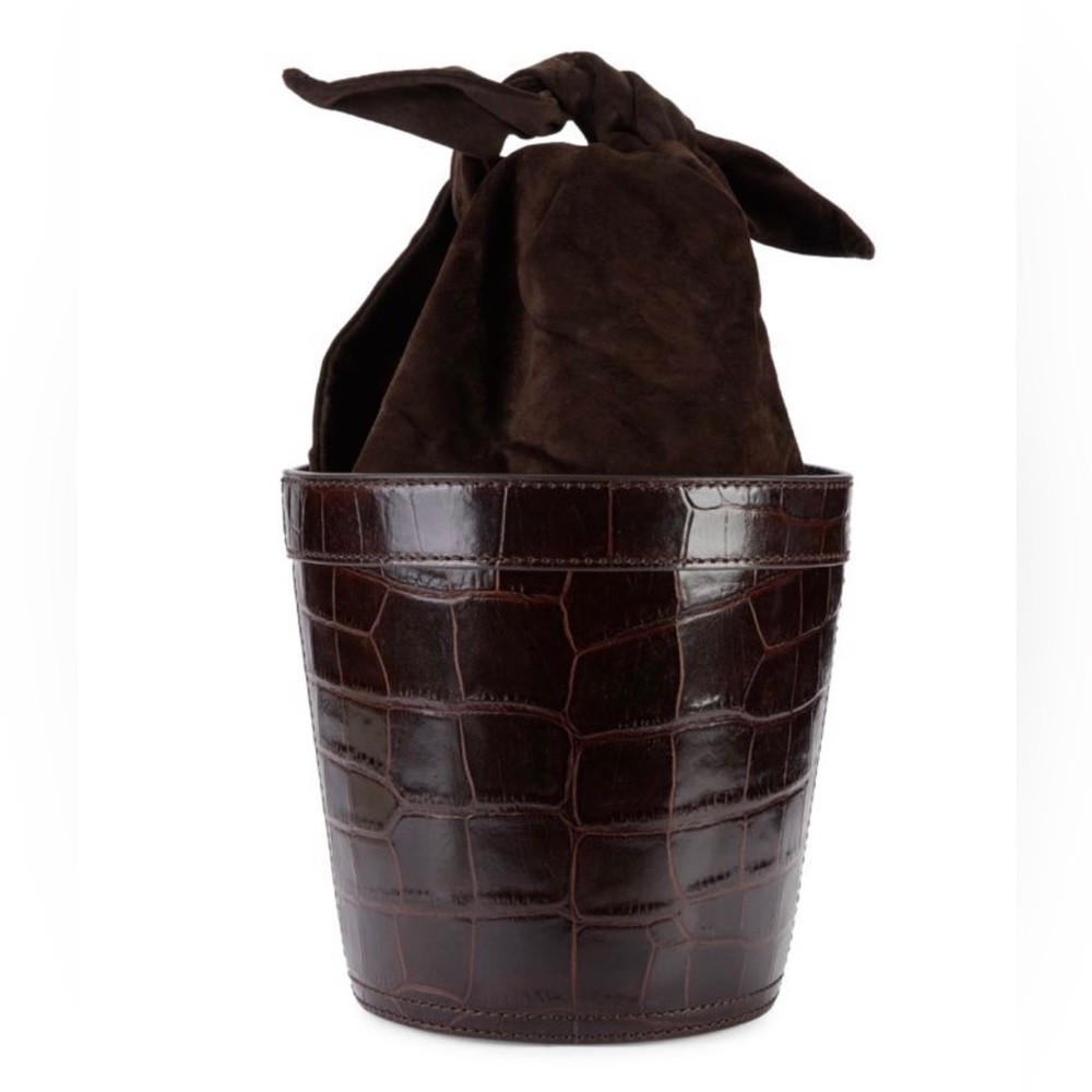 Staud croc embossed leather bucket bag